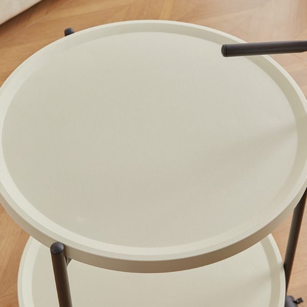 Modern Minimalist Removable Round Plastic Metal End Table 2-Tier For Living Room - Image 5
