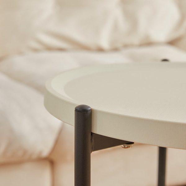 Modern Minimalist Removable Round Plastic Metal End Table 2-Tier For Living Room - Image 7