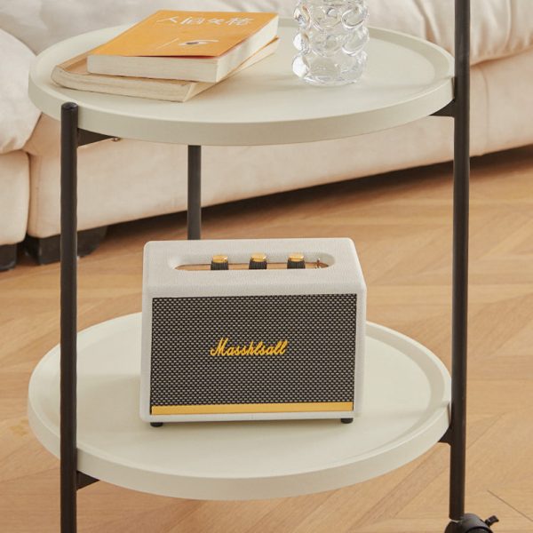 Modern Minimalist Removable Round Plastic Metal End Table 2-Tier For Living Room - Image 8