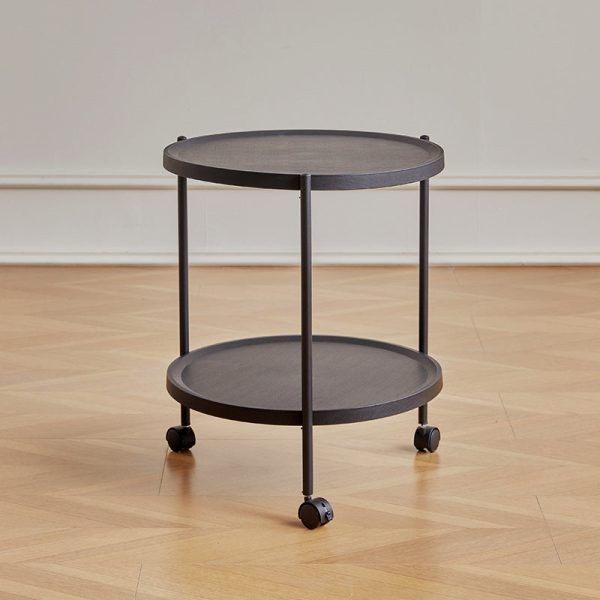 Modern Minimalist Removable Round Plastic Metal End Table 2-Tier For Living Room - Image 15