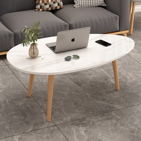 Modern Minimalist Oval Wood Coffee Table 1/2-Tier For Living Room - Image 8