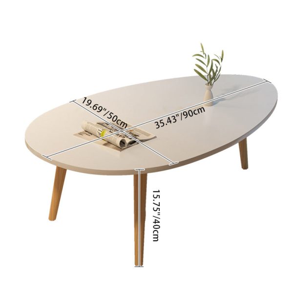 Modern Minimalist Oval Wood Coffee Table 1/2-Tier For Living Room - Image 3