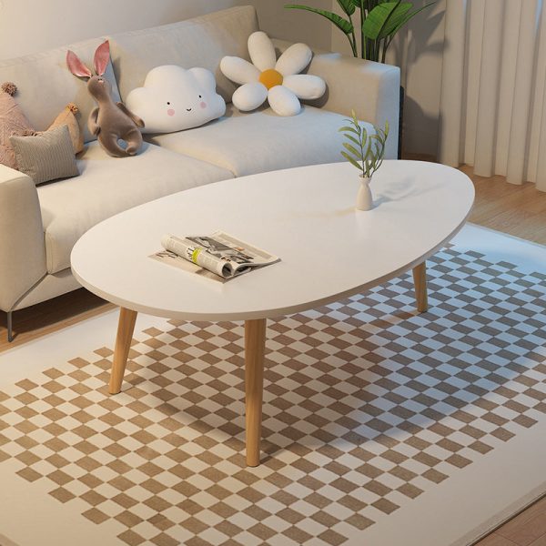 Modern Minimalist Oval Wood Coffee Table 1/2-Tier For Living Room - Image 7