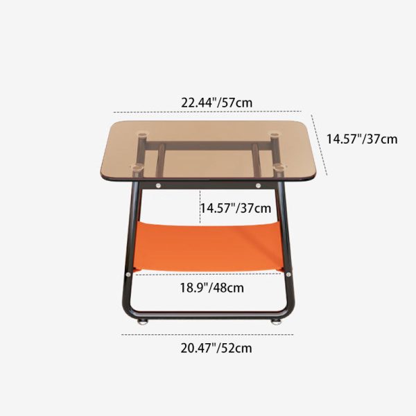 Contemporary Nordic Rectangular Glass Iron Fabric End Table 2-Tier For Living Room - Image 4