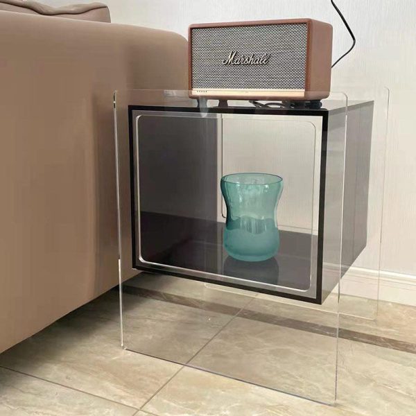 Contemporary Creative Rectangular Acrylic End Table 2-Tier For Living Room - Image 6