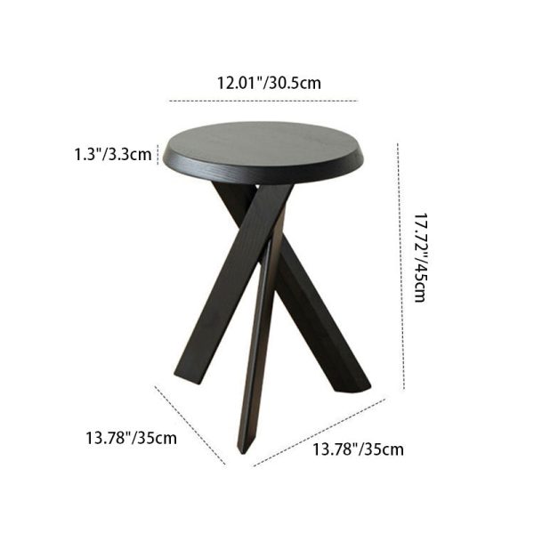 Traditional Japanese Round Wood End Table 1-Tier For Living Room - Image 3