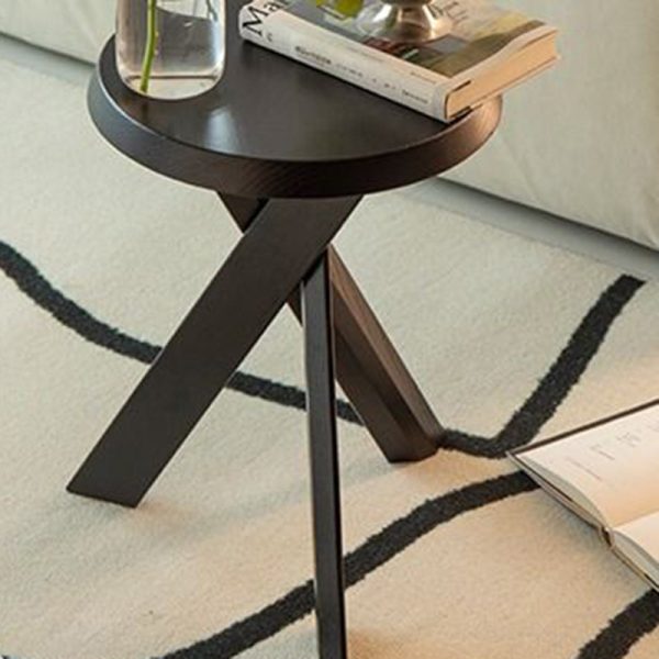 Traditional Japanese Round Wood End Table 1-Tier For Living Room - Image 7
