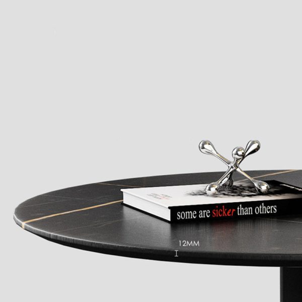 Traditional European Round Rock Slab Steel End Table 1-Tier For Living Room - Image 5