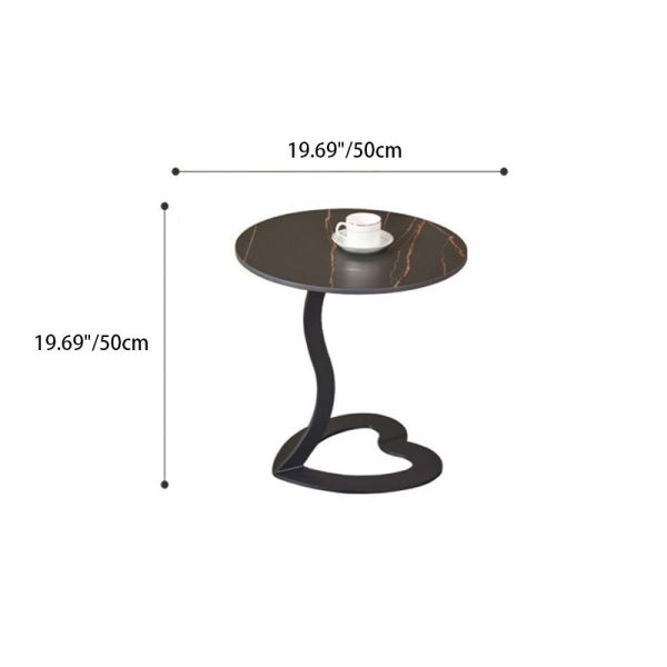 Traditional European Round Rock Slab Steel End Table 1-Tier For Living Room - Image 4