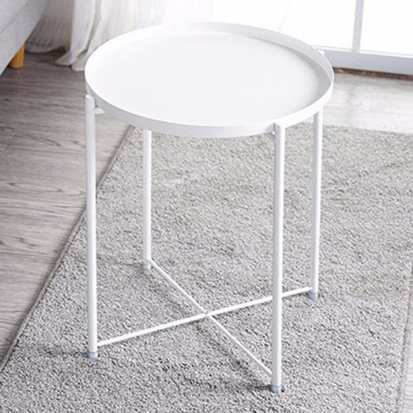 Contemporary Simplicity Round Steel End Table 1-Tier For Living Room - Image 2