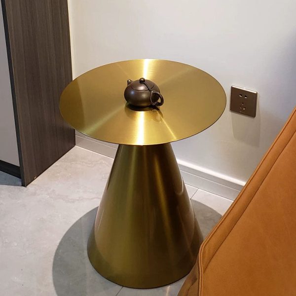 Modern Minimalist Round Stainless Steel End Table 1-Tier For Living Room - Image 3