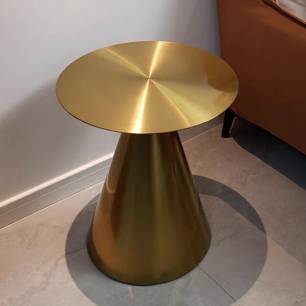 Modern Minimalist Round Stainless Steel End Table 1-Tier For Living Room - Image 2