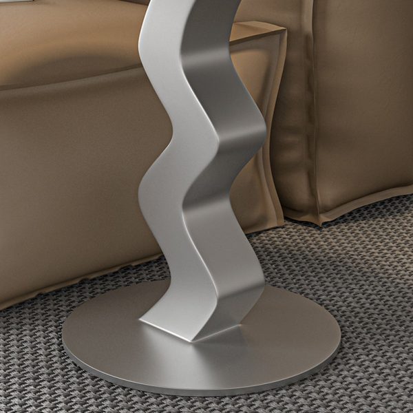 Contemporary Luxury Round Rock Slab Steel End Table 1-Tier For Living Room - Image 6