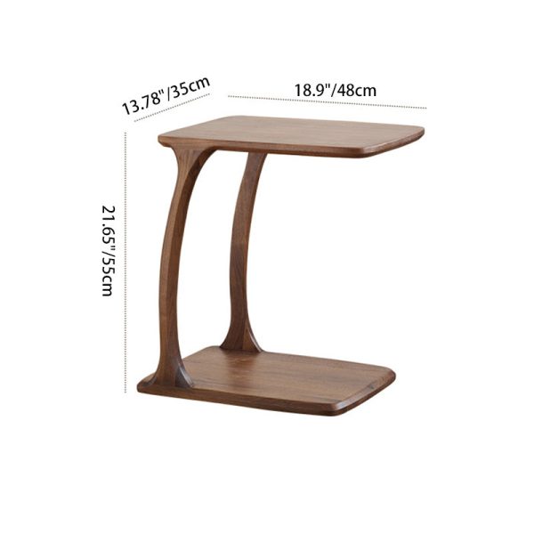 Traditional Japanese Rectangular Wood Coffee Table 1-Tier For Living Room - Image 4