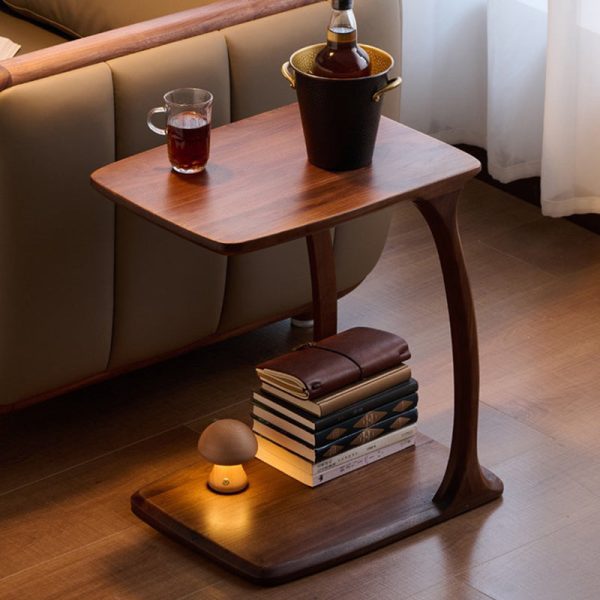 Traditional Japanese Rectangular Wood Coffee Table 1-Tier For Living Room - Image 15