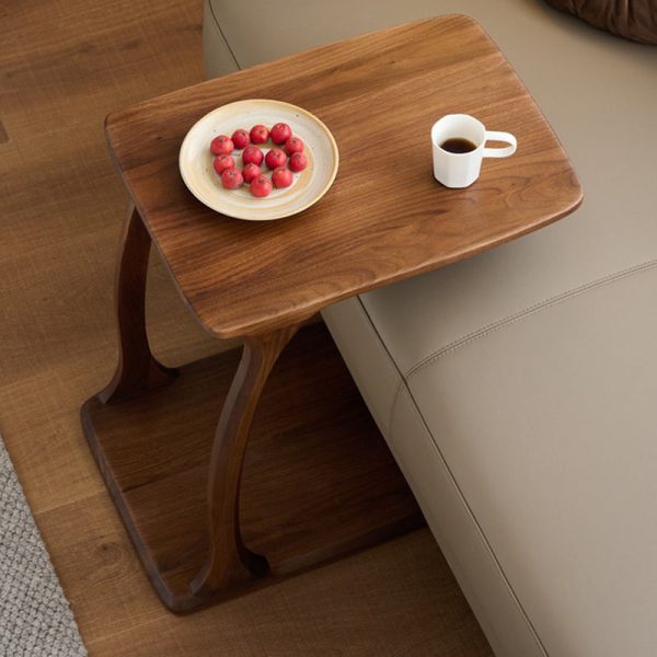 Traditional Japanese Rectangular Wood Coffee Table 1-Tier For Living Room - Image 16