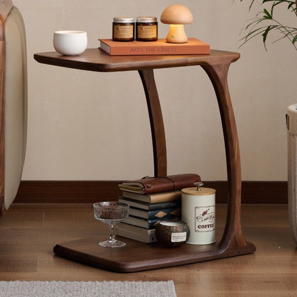 Traditional Japanese Rectangular Wood Coffee Table 1-Tier For Living Room - Image 2