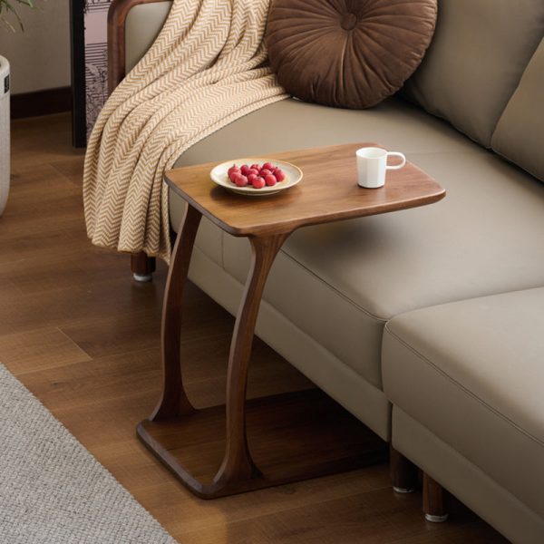 Traditional Japanese Rectangular Wood Coffee Table 1-Tier For Living Room - Image 10