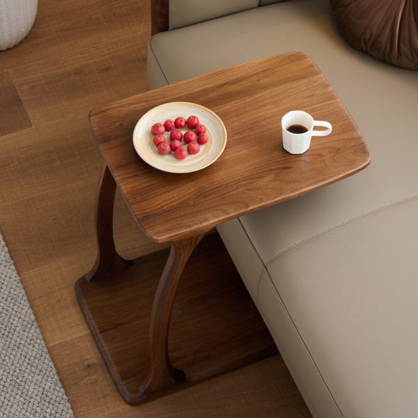 Traditional Japanese Rectangular Wood Coffee Table 1-Tier For Living Room - Image 11