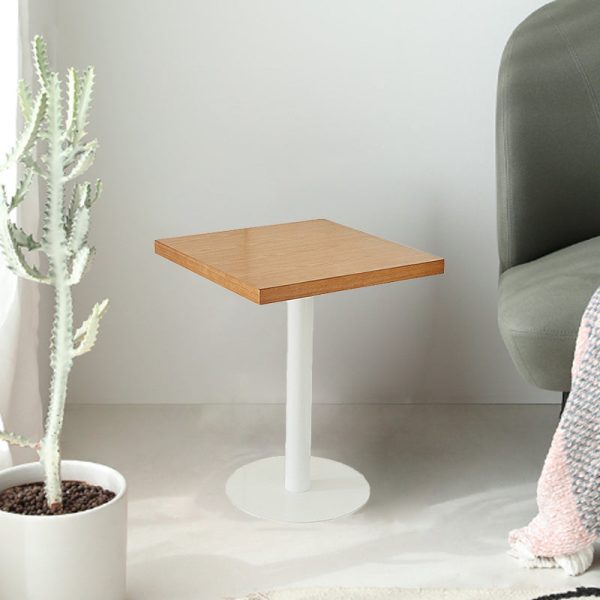 Contemporary Nordic Square Iron Wood End Table 1-Tier For Living Room