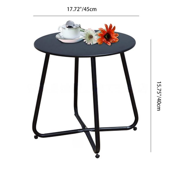 Modern Minimalist Round Iron End Table 1-Tier For Living Room - Image 4