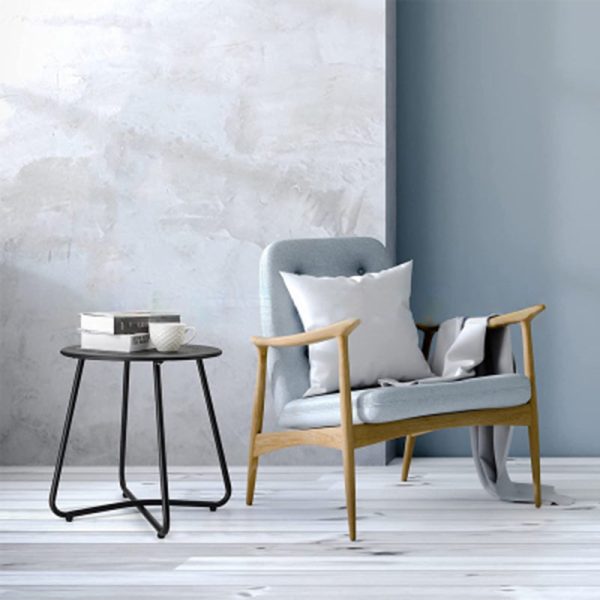 Modern Minimalist Round Iron End Table 1-Tier For Living Room - Image 2