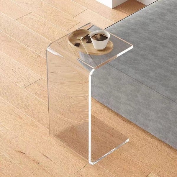 Modern Minimalist Rectangular Acrylic End Table 1-Tier For Living Room