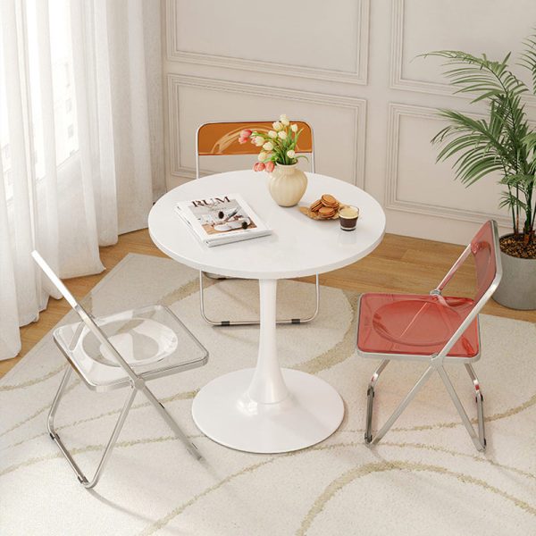 Contemporary Nordic Round Iron Wood End Table 1-Tier For Living Room - Image 2