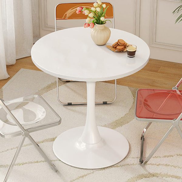Contemporary Nordic Round Iron Wood End Table 1-Tier For Living Room - Image 13