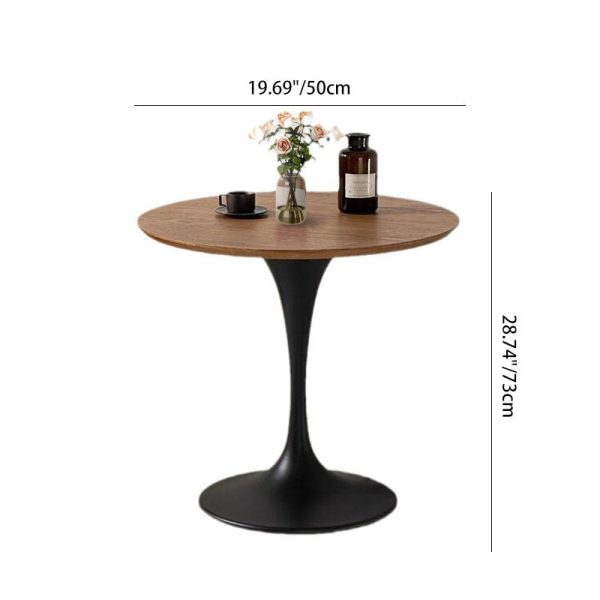 Contemporary Nordic Round Iron Wood End Table 1-Tier For Living Room - Image 4