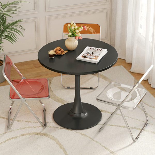 Contemporary Nordic Round Iron Wood End Table 1-Tier For Living Room - Image 9