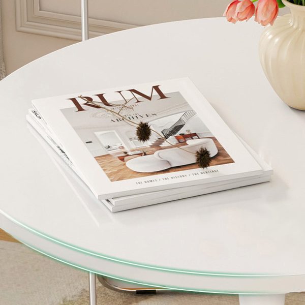 Contemporary Nordic Round Iron Wood End Table 1-Tier For Living Room - Image 6