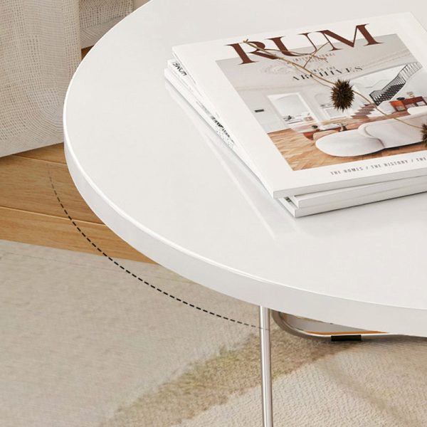 Contemporary Nordic Round Iron Wood End Table 1-Tier For Living Room - Image 7