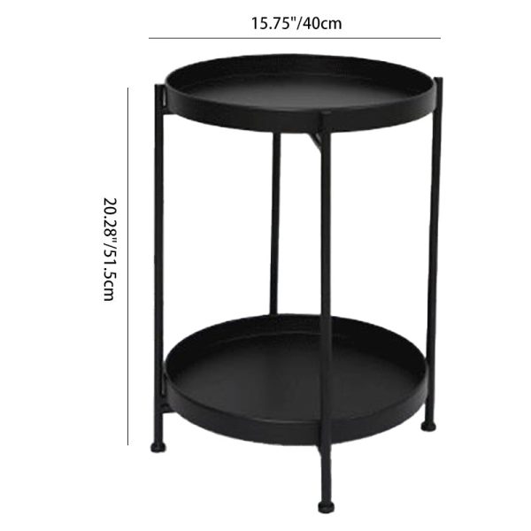Modern Minimalist Round Iron End Table 2-Tier For Living Room - Image 4