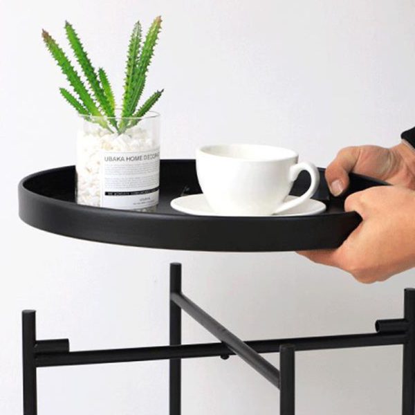 Modern Minimalist Round Iron End Table 2-Tier For Living Room - Image 6