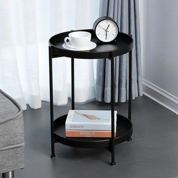 Modern Minimalist Round Iron End Table 2-Tier For Living Room - Image 7