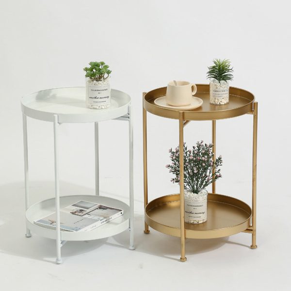 Modern Minimalist Round Iron End Table 2-Tier For Living Room - Image 10
