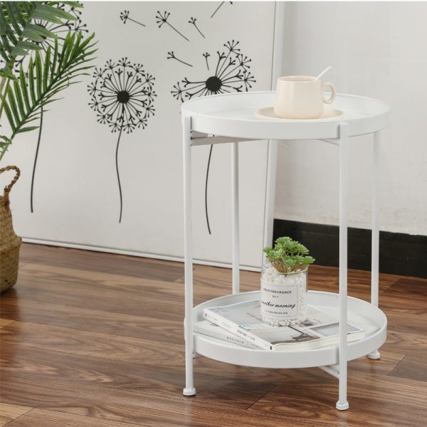 Modern Minimalist Round Iron End Table 2-Tier For Living Room - Image 9