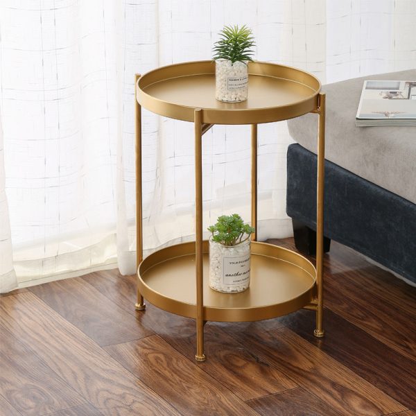 Modern Minimalist Round Iron End Table 2-Tier For Living Room - Image 11