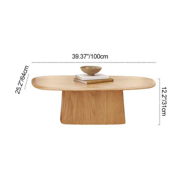 Traditional Japanese Rectangular Wood Coffee Table 1-Tier For Living Room - Image 5