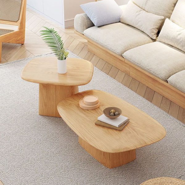 Traditional Japanese Rectangular Wood Coffee Table 1-Tier For Living Room - Image 9