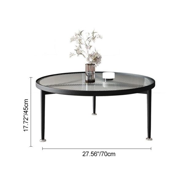 Contemporary Nordic Round Iron Glass Coffee Table 1-Tier For Living Room - Image 5