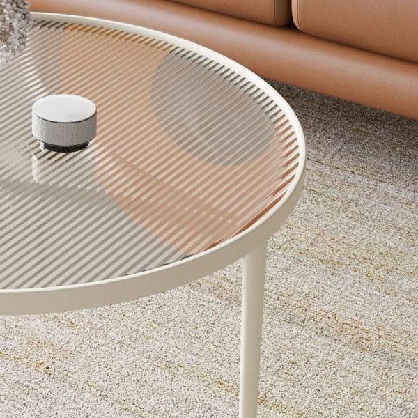 Contemporary Nordic Round Iron Glass Coffee Table 1-Tier For Living Room - Image 7