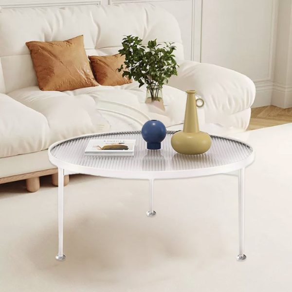 Contemporary Nordic Round Iron Glass Coffee Table 1-Tier For Living Room - Image 8