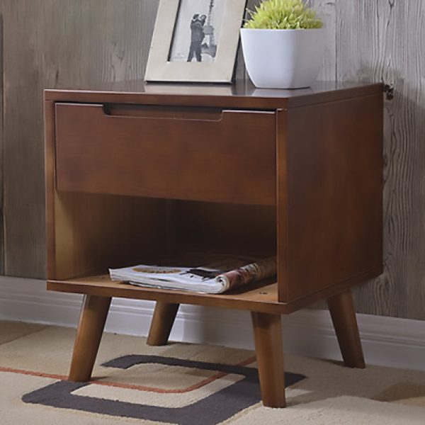 Contemporary Nordic Rectangular Wood Nightstand 1/2-Drawer For Bedroom - Image 3