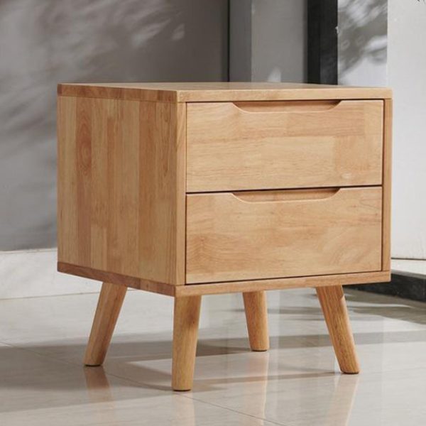 Contemporary Nordic Rectangular Wood Nightstand 1/2-Drawer For Bedroom - Image 18