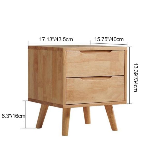 Contemporary Nordic Rectangular Wood Nightstand 1/2-Drawer For Bedroom - Image 5