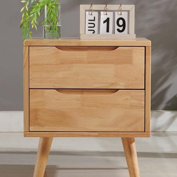 Contemporary Nordic Rectangular Wood Nightstand 1/2-Drawer For Bedroom - Image 2