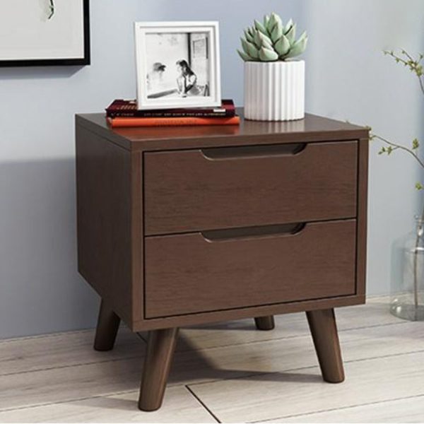 Contemporary Nordic Rectangular Wood Nightstand 1/2-Drawer For Bedroom - Image 13
