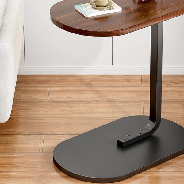 Modern Minimalist Oval Iron Wood End Table 1-Tier For Living Room - Image 7